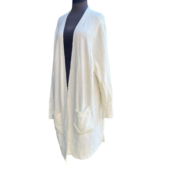 Lands End Wool Alpca Waffle Knit Cozy Soft Open Caspsule Sweater Cardigan 3X - Picture 1 of 7
